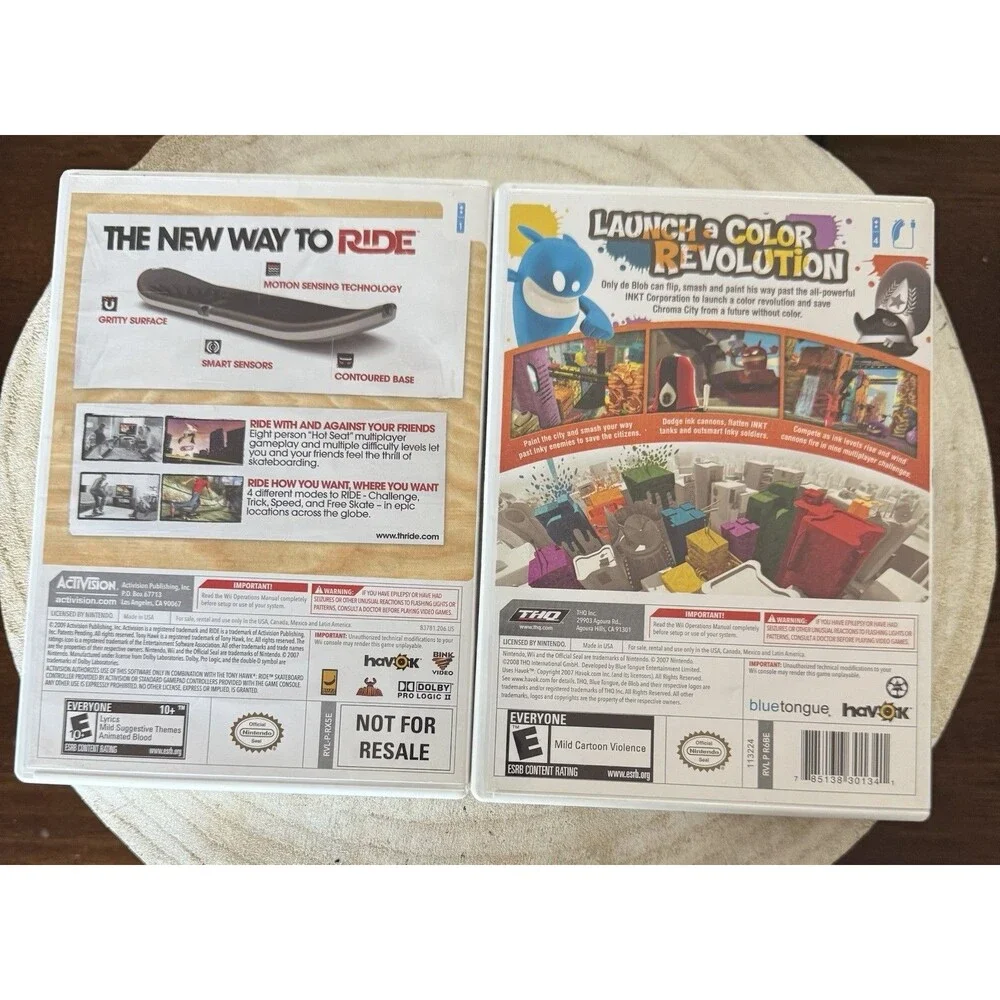Wii Tony Hawk Ride And De Blob - 2 Game Bundle With Manuals